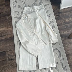 Ann Taylor Loft Cream/ White Suit Jacket size 2 Pants size 0